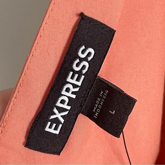 Express Bow Shoulder Peplum Top- Pink- Size Large- NWT - Picture 9 of 10